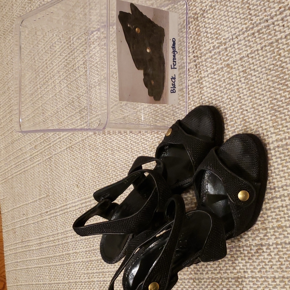 Ferragamo Black sandals size 8 Leather